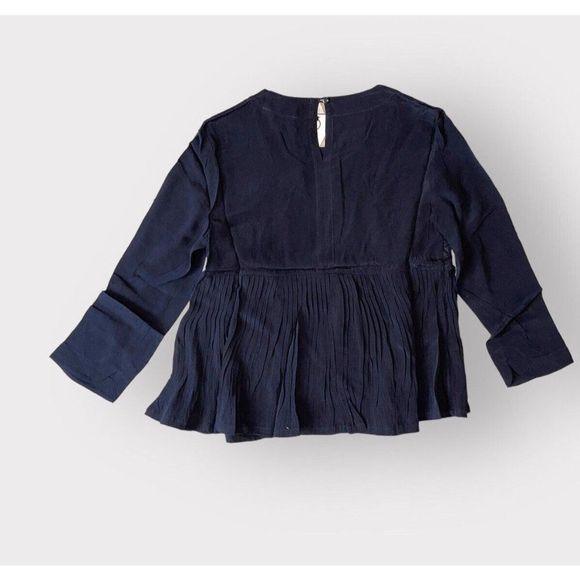 ANTHROPOLOGIE SEE U SOON Blouse Embroidered Flowy Pullover Top Black Small NWT - Picture 3 of 9